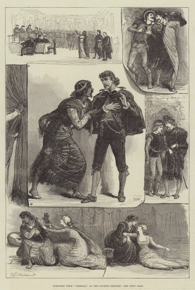Bocetos de Otelo, en el Teatro Lyceum de Francis S. Walker